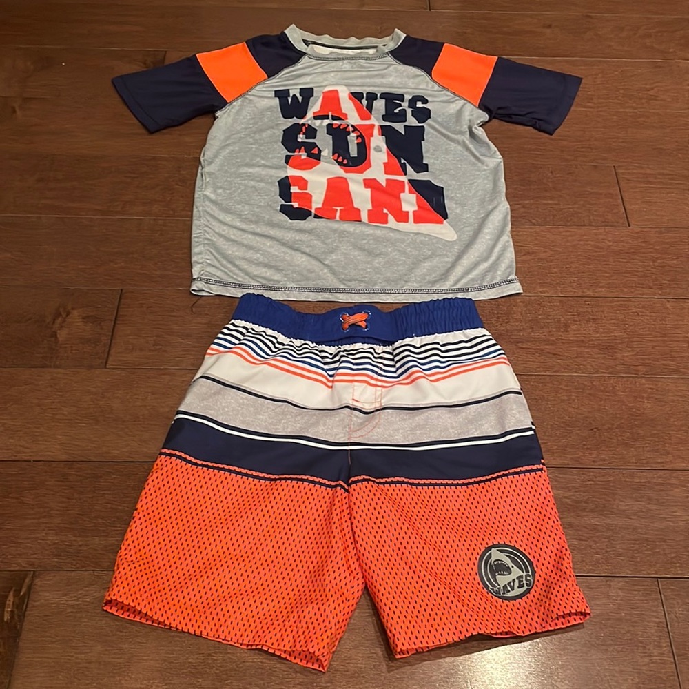 Ocean pacific swim trunks and rash guard